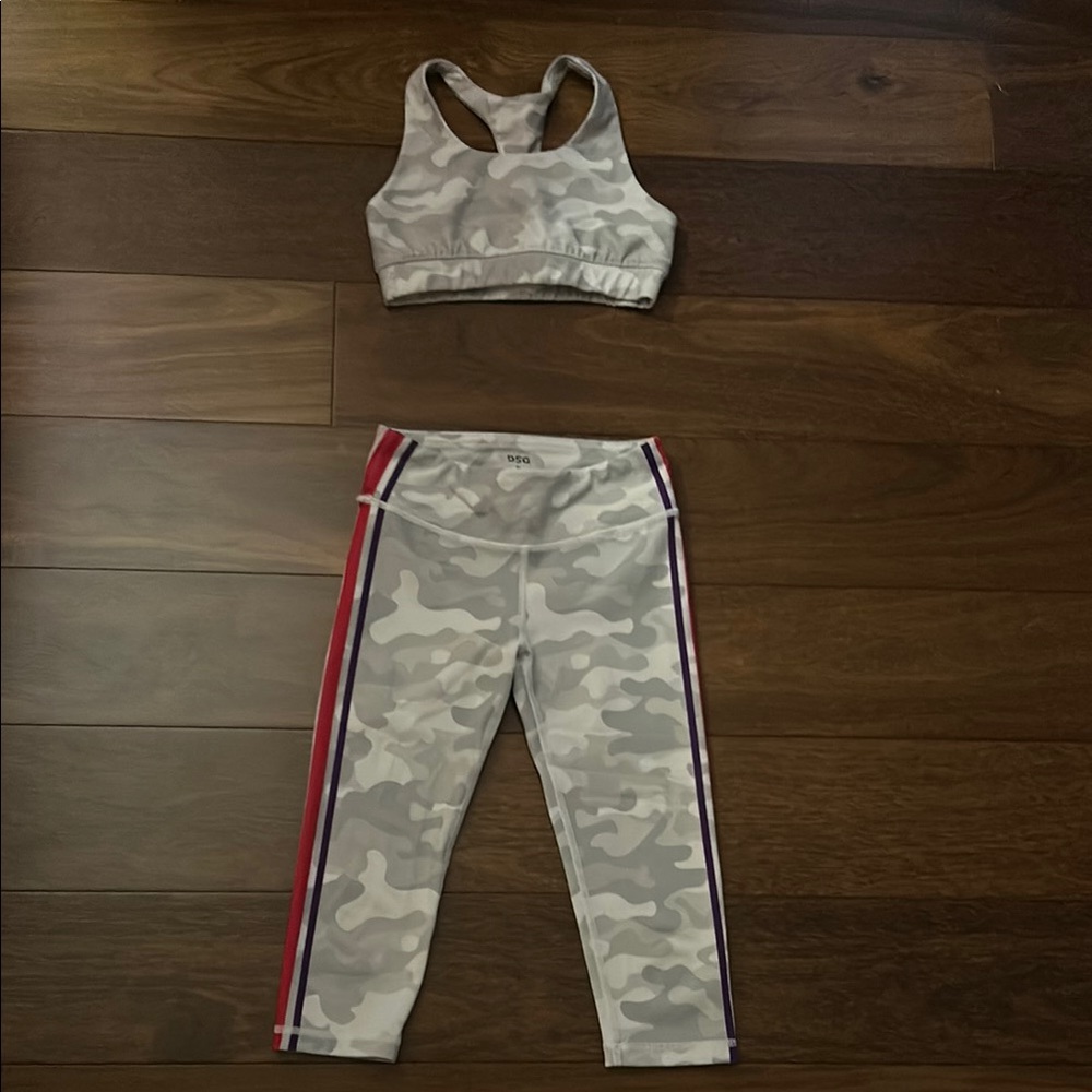 GAP Gray Camo Kids Leggings with Red and Blue Stripes